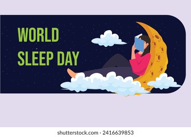 World sleep day concept. Colored flat vector illustration isolated.