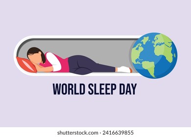 World sleep day concept. Colored flat vector illustration isolated.