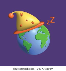 World sleep day concept. Realistic 3d object cartoon style.