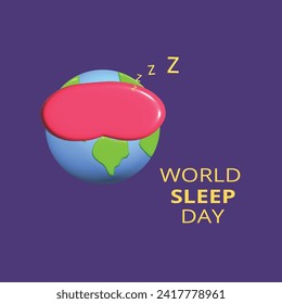 World sleep day concept. Realistic 3d object cartoon style.