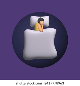 World sleep day concept. Realistic 3d object cartoon style.