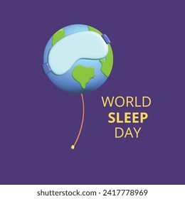 World sleep day concept. Realistic 3d object cartoon style.