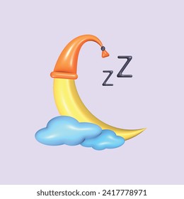 World sleep day concept. Realistic 3d object cartoon style.