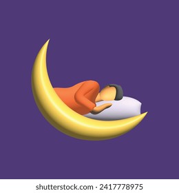 World sleep day concept. Realistic 3d object cartoon style.