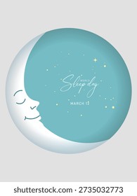 World Sleep Day cute moon character illustration promoting peaceful rest night vector poster