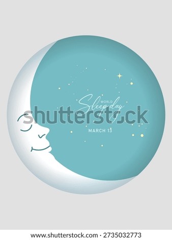World Sleep Day cute moon character illustration promoting peaceful rest night vector poster