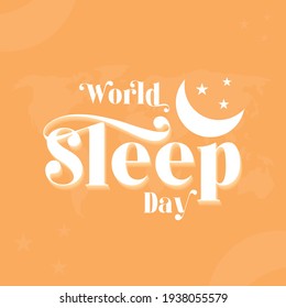 World Sleep Day Design with Moon and Stars with Muted Colour Background