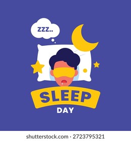 World Sleep Day Flat Cartoon Hand Drawn Templates Background Illustration