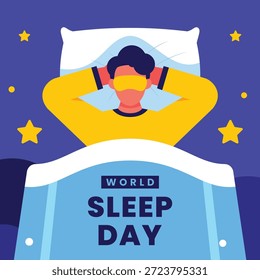 World Sleep Day Flat Cartoon Hand Drawn Templates Background Illustration