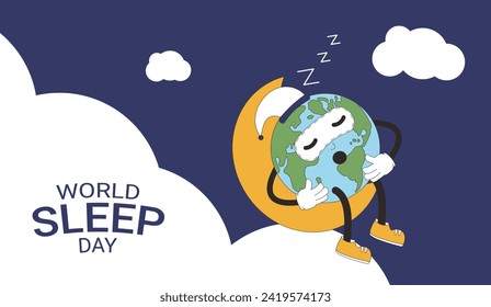 World sleep day greeting card. Vector illustration.