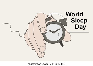 World Sleep Day is held in different months. World sleep day one-line drawing