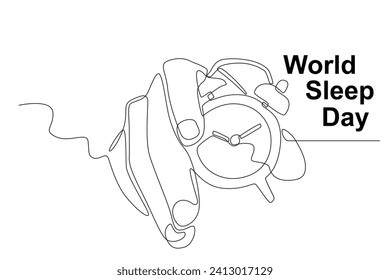World Sleep Day is held to reduce sleep problems. World sleep day one-line drawing