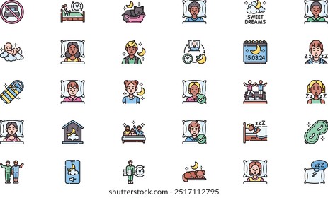 World sleep day icon pack High-Quality Vector Icons Collection with Editable Stroke. Ideal for Professional and Creative Projects.