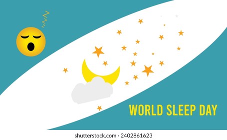 World Sleep day is observed every year in March, Holiday, poster, card and background vector illustration sleping shape design.