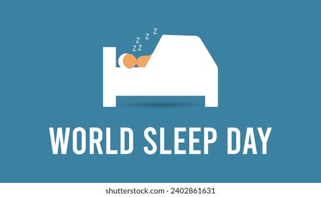 World Sleep day is observed every year in March, Holiday, poster, card and background vector illustration sleping shape design.
