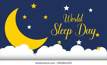 World Sleep day is observed every year in March, Holiday, poster, card and background vector illustration sleping shape design.