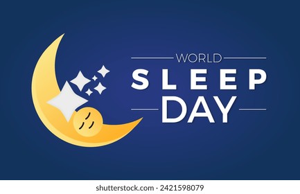 World Sleep Day Observed every year of March 15th, Medical Health Awareness Vector banner, flyer, poster and social medial template design.