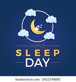 World Sleep Day Observed every year of March 15th, Medical Health Awareness Vector banner, flyer, poster and social medial template design.