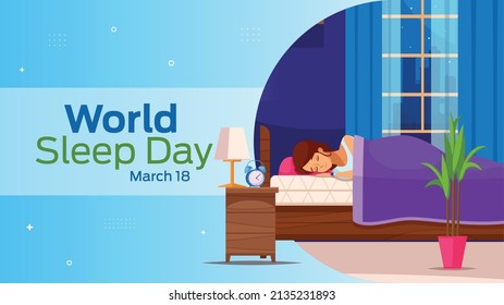 World Sleep Day on March 18 business brochure flyer banner design horizontal template vector, cover presentation abstract, modern publication poster and flag-banner.