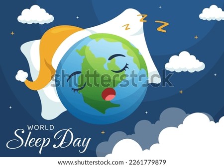 World Sleep Day on March 17 Illustration with People Sleeping and Planet Earth in Sky Backgrounds Flat Cartoon Hand Drawn for Landing Page Templates