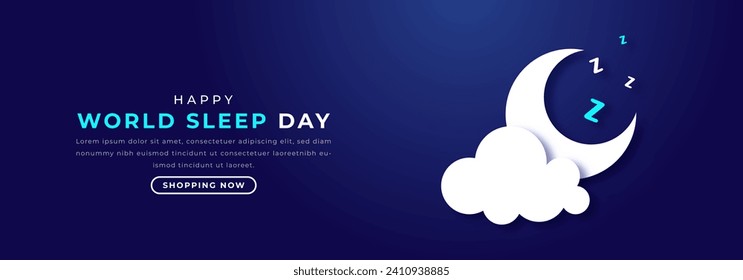 World Sleep Day Paper cut style Vector Design Illustration for Background, Poster, Banner, Advertising, Greeting Card