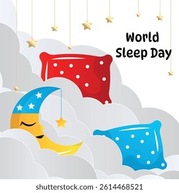 World Sleep Day Relaxation Awareness Vector Illustration