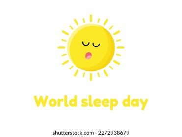 World sleep day. Sleeping sun icon. White background. Vector illustration