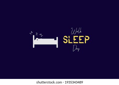 World Sleep Day Vector Design Illustration. Typography and bed vector on blue background. 