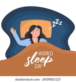 Vector del Día Mundial del Sueño. Día de sueño mundial con fondo de la situación nocturna.