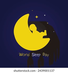 World Sleep Day vector. World sleep day with night situation background.