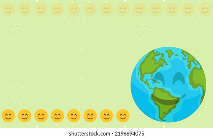 Fondo del Día Mundial de la Sonrisa con Ilustración de la Tierra Sonriente, Adecuado para poner en contenido con ese tema.