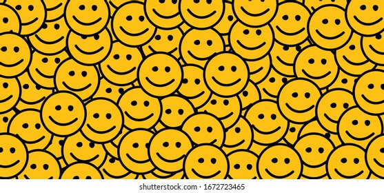 World smile day by happy, smiling everyday National big happiness Fun thoughts emoji face emotion lip symbol Draw smiling lips, mouth, tongue Funny vector laugh cartoon comic pattern. Happy yellow day