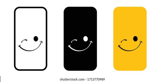 World smile day by happy and smiling everyday Smart phone cover Mobile phone case Funny vector covers sign Smartphone, tablet cases icons set Background screen Fun quote for  Social Media Love month