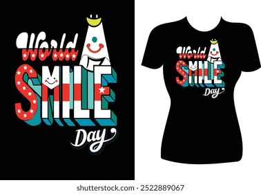 World smile day celebration illustration typography template design art