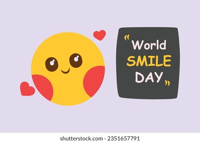 El concepto del día de la sonrisa en el mundo. Ilustración vectorial plana de color aislada. 