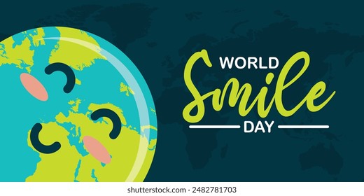 World Smile Day creative banner with smiley globe face, Background, Joyful