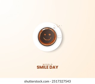 World Smile Day creative concept. Smile face, Laughter day design for social media banner.