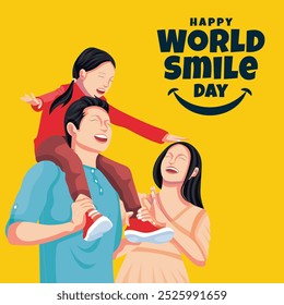 World Smile Day creative concept. Smile face, Laughter day design. Happy family illustration. Vector illustration. Editable.