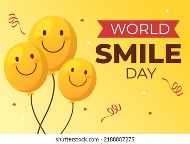 World Smile Day Hand Drawn Cartoon Illustration with Smiling Expression and Happiness Face in Flat Style Background