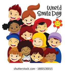 World smile day. Happy smiling people