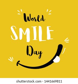 World Smile Day. International Day of Happiness.  Lettering in boho style for print and posters. Vector Template Design Illustration.