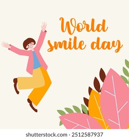 World Smile Day. International Day of Happiness. Lettering in for print and posters. Vector Template Design Illustration.