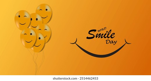 World smile day, World laughter day, happy smile day vector design, banner, poster, suitable for greeting card. World emoji day, Social media template. International happiness. vector illustration