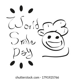 World Smile Day Lettering Illustration. Design isolated on white background.