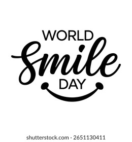 World Smile Day Script Typography with Happy Face Symbol

