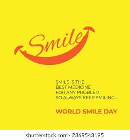 World Smile Day. Typographic Template Vector Design