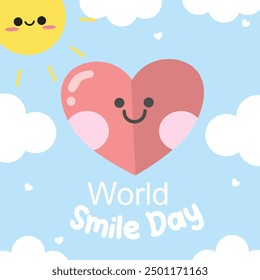 World smile day vector design for world smile day celebration. Suitable for flat design graphic illustration for social media ads, flyer design, flat illustration, banner, template, poster, etc
