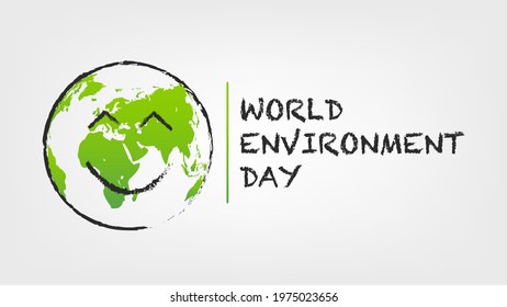 World smile face for World Environment Day template and background, vector illustration