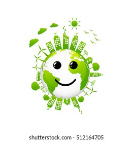 World smile and happiness with ecology friendly concept,vector illustration