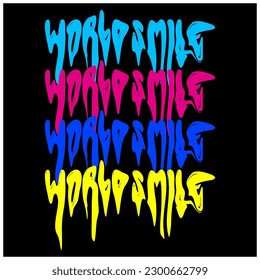 World Smile Typography Patch V71 Patch Streetwear, Urban Design Black and White Colors Patch Commercial Use